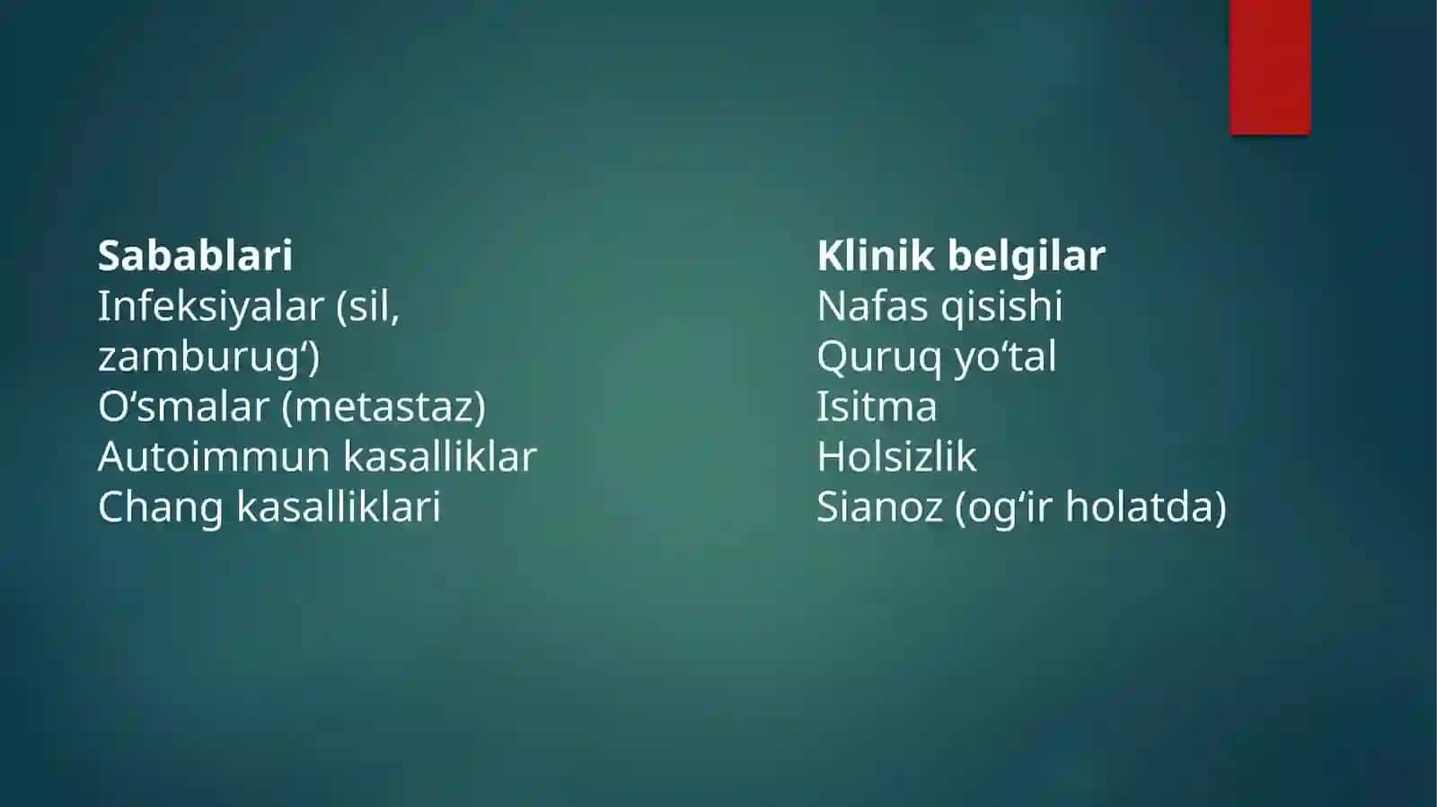 O‘pka disseminatsiyasini qiyosiy tashxislash 3