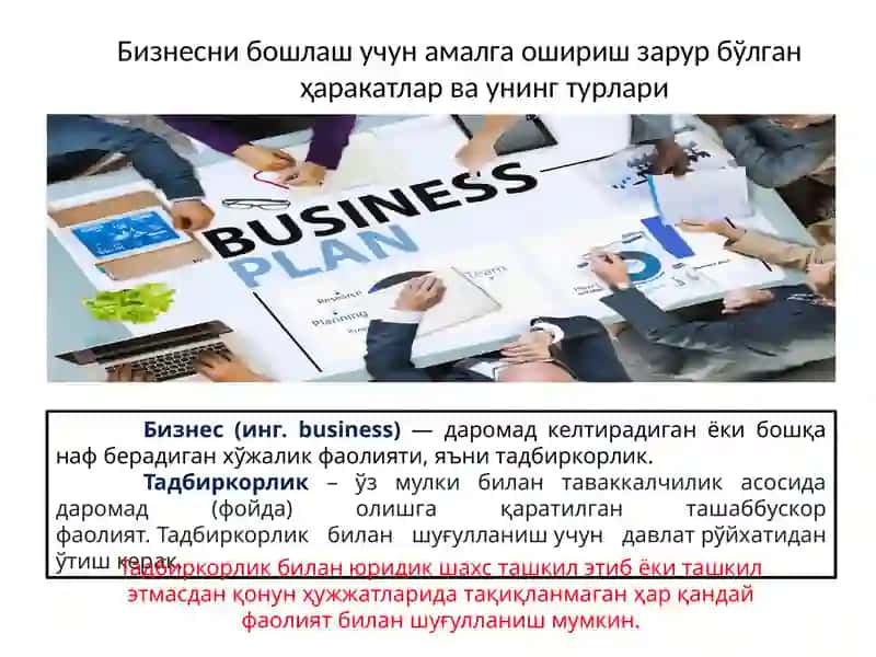 Бизнес ва тадбиркорлик фаолиятини ташкил этиш. 3