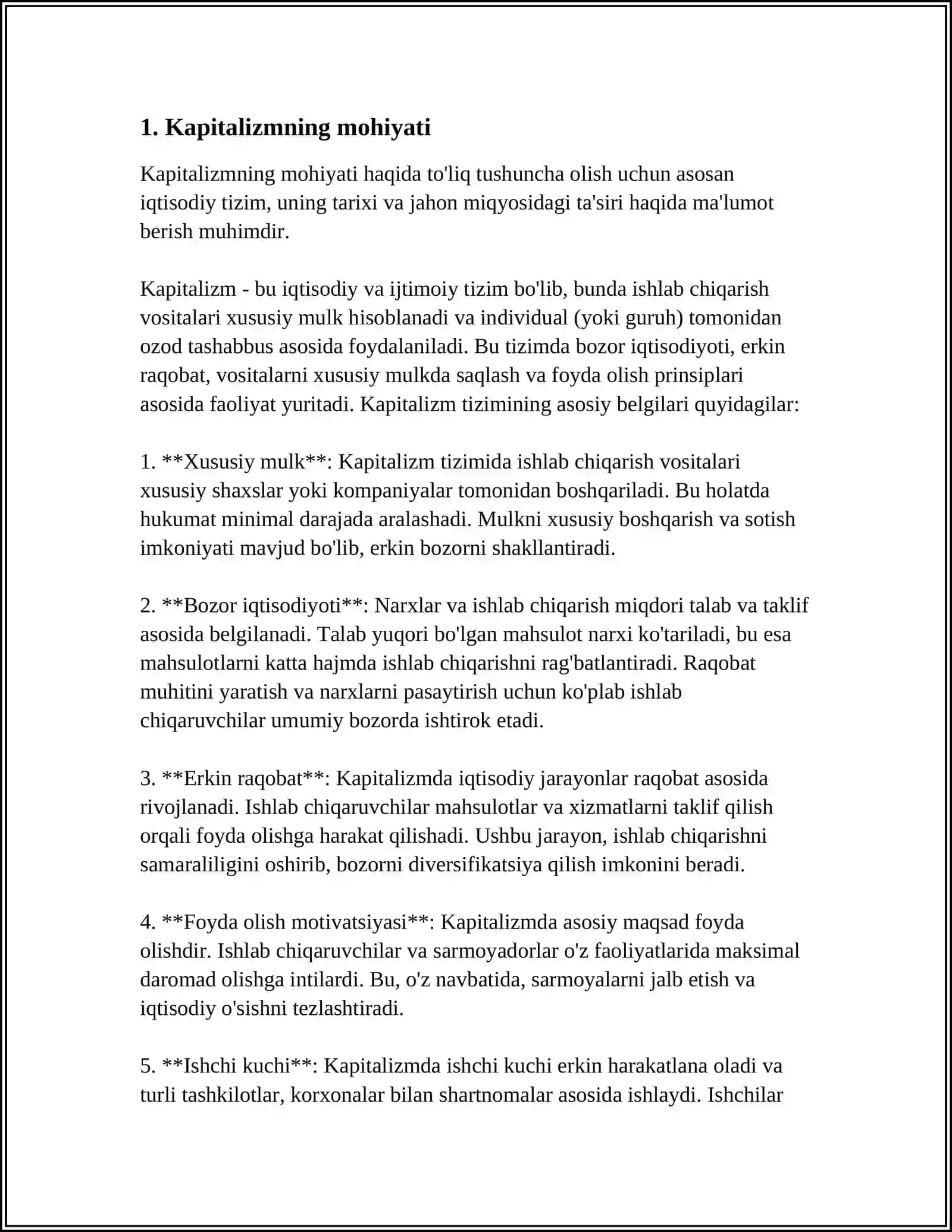 MUSTAQIL ISH Mavzu: K.MARKS "KAPITAL" ASARI 3