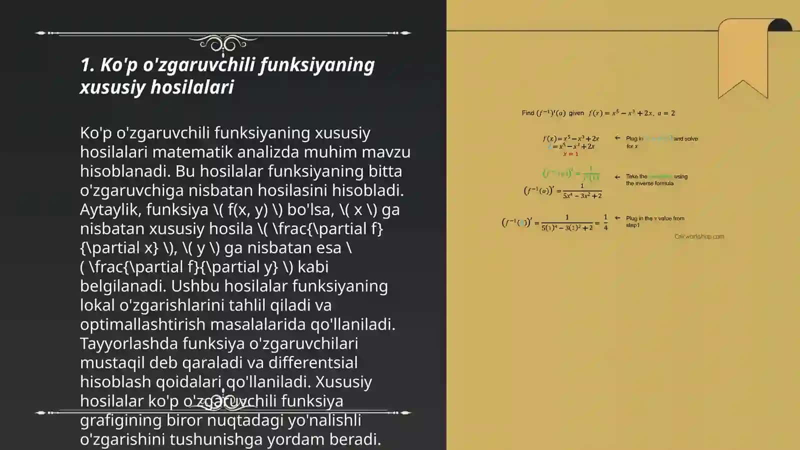 Ko'p o'zgaruvchili funksiyaning xususiy hosilalari 3