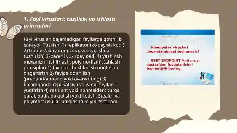 Kompyuter viruslari va zararli dasturlar: Virus turlari, ularning tarqalish yõllari va himoyalanish choralari 3