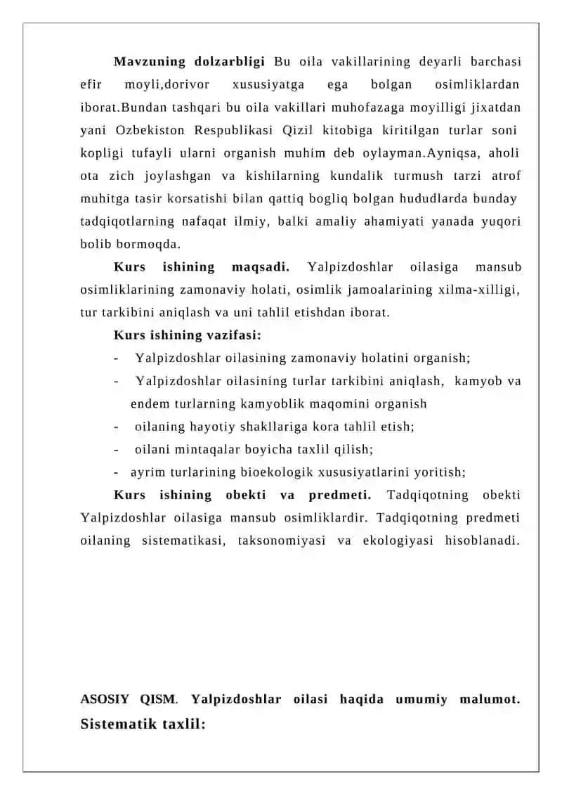Yalpizdoshlar oilasi haqida umumiy malumot 3