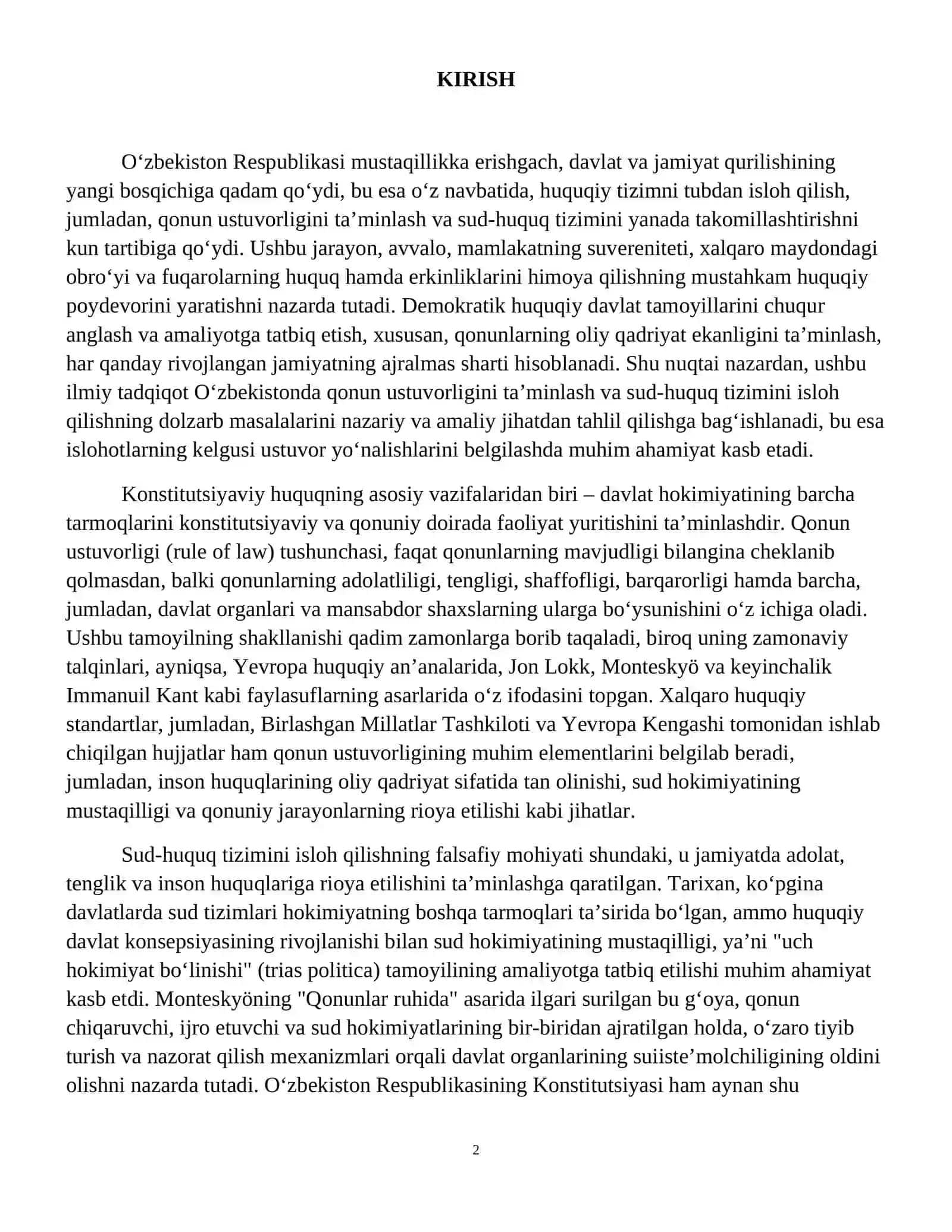 Qonun ustuvorligini ta'minlay va sud-huquq tizimini yanada isloh qilishning ustuvor yoʻnalishlari 3