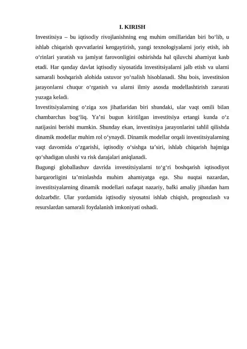 INVESTIRSIYALARNING DINAMIK MODELLARI 3