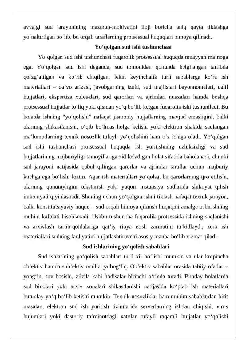 Yo‘qolgan sud ishini va ijro ishini yuritishni tiklash 3