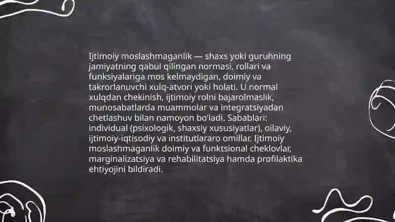 Ijtimoiy moslashmaganlik 3