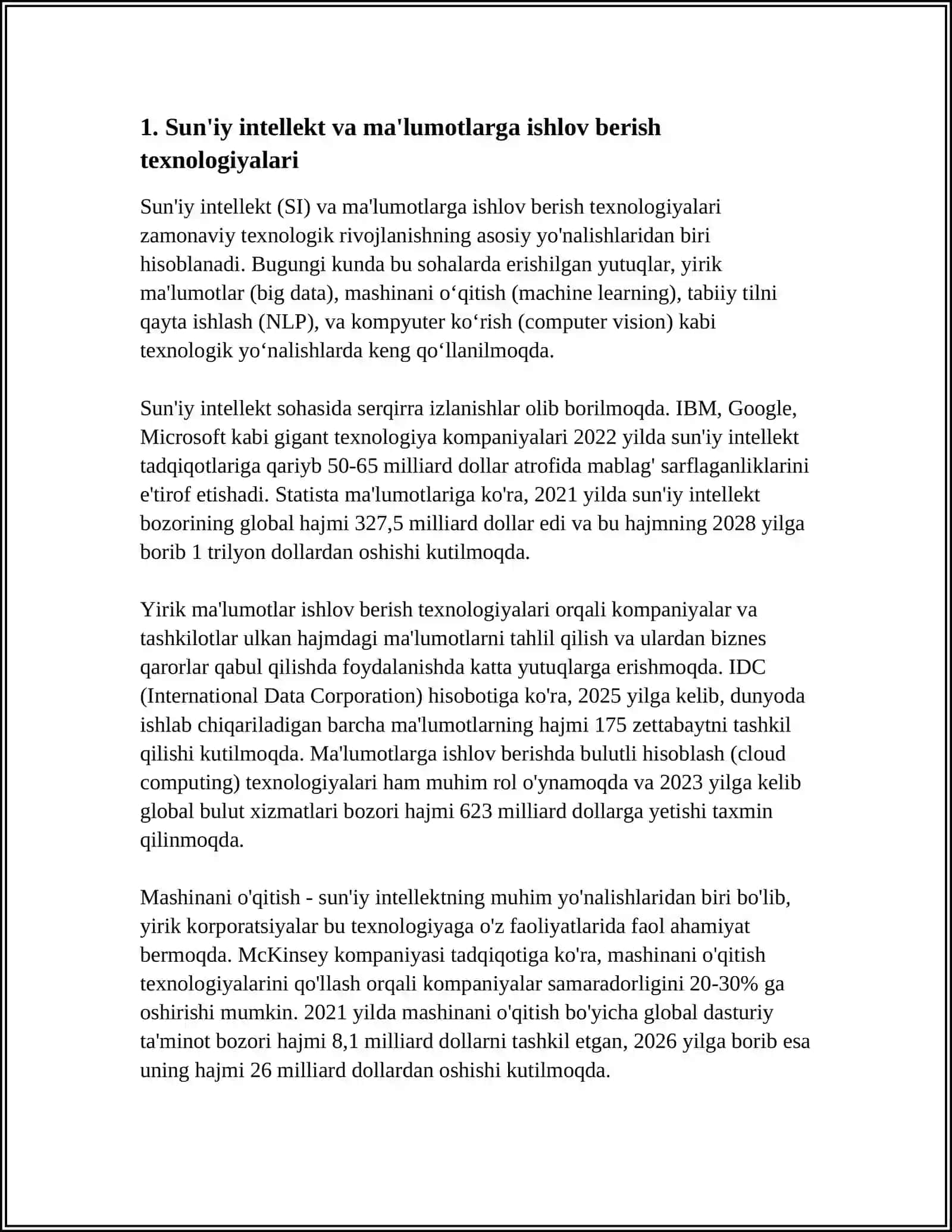 SUN’IY INTELLEKT TEXNOLOGIYАLARINING O‘ZIGA XOS XUSUSIYATLARI 3