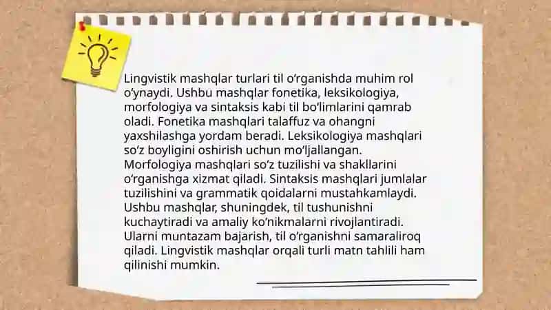 Lingvistik mashqlar va ularning turlari 3