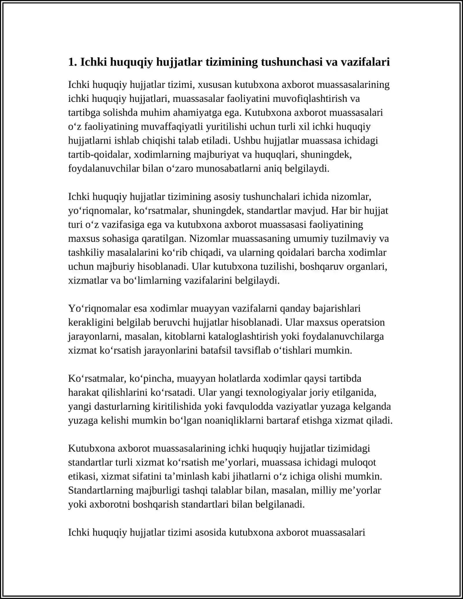 KUTUBXONA AXBOROT MUASSASALARINING ICHKI HUQUQIY HUJJATLAR TIZIMI 3