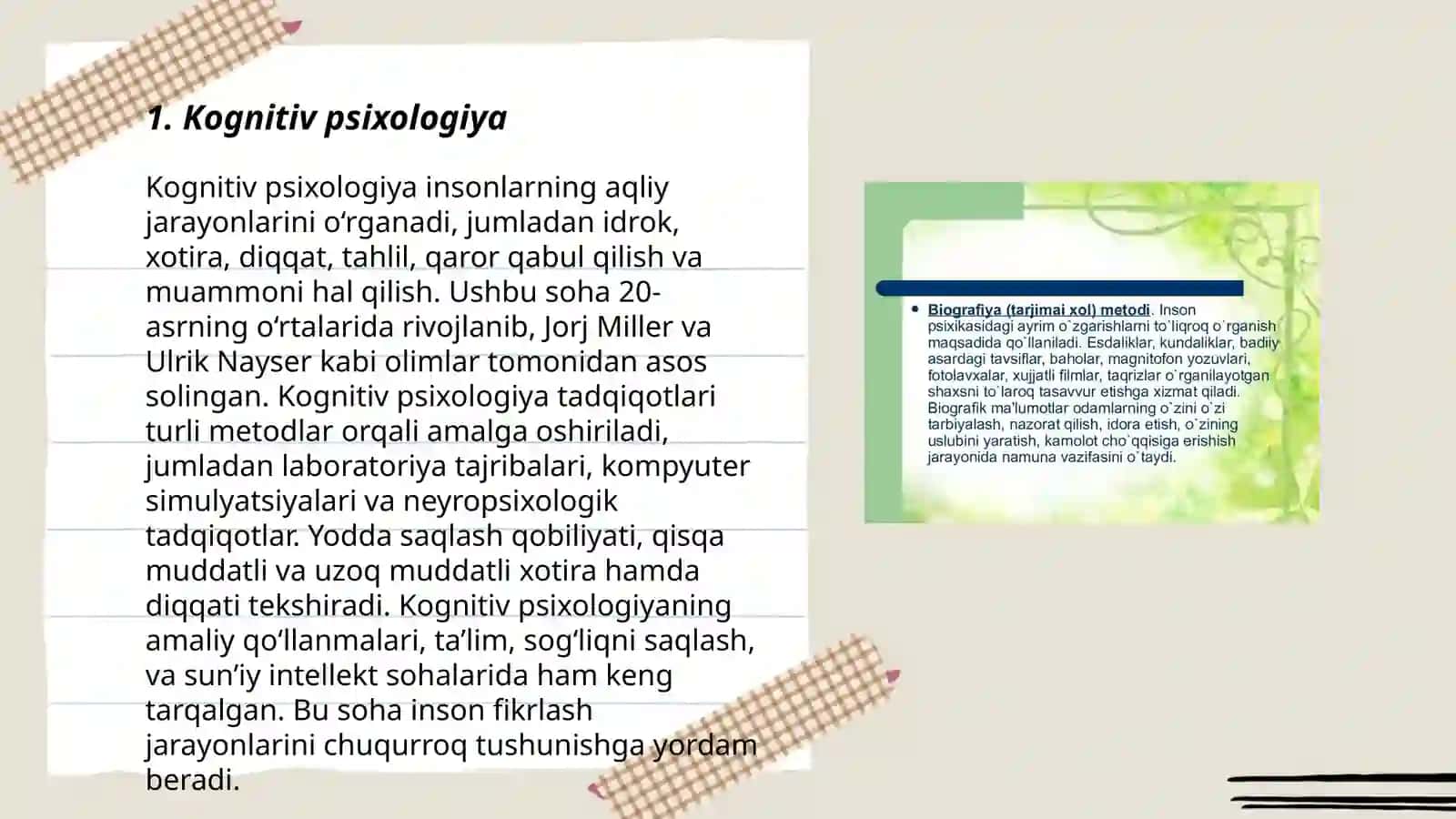 Hozirgi zamon psixologiyasining tarmoqlari va tadqiqot metodlari 3