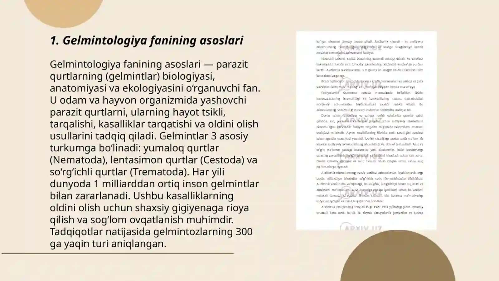 Gelmintologiya uning maqsadi va vazifalari 3