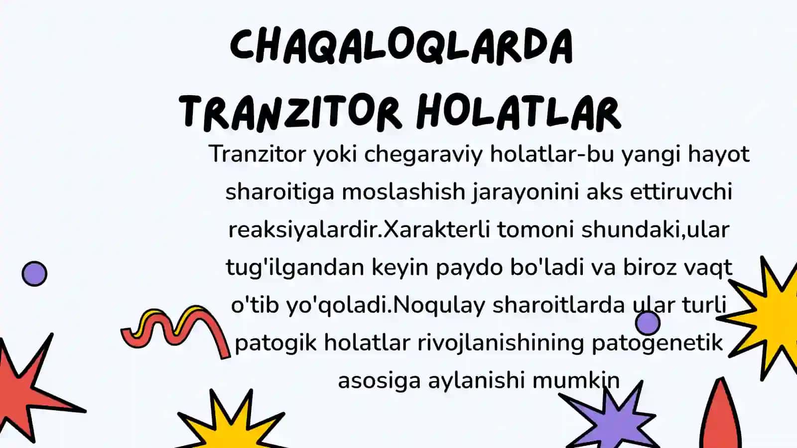 Chaqaloqlardagi chegaraviy-tranzitor holatlari. Muddatiga yetmay tug'ilgan chaqaloq 3