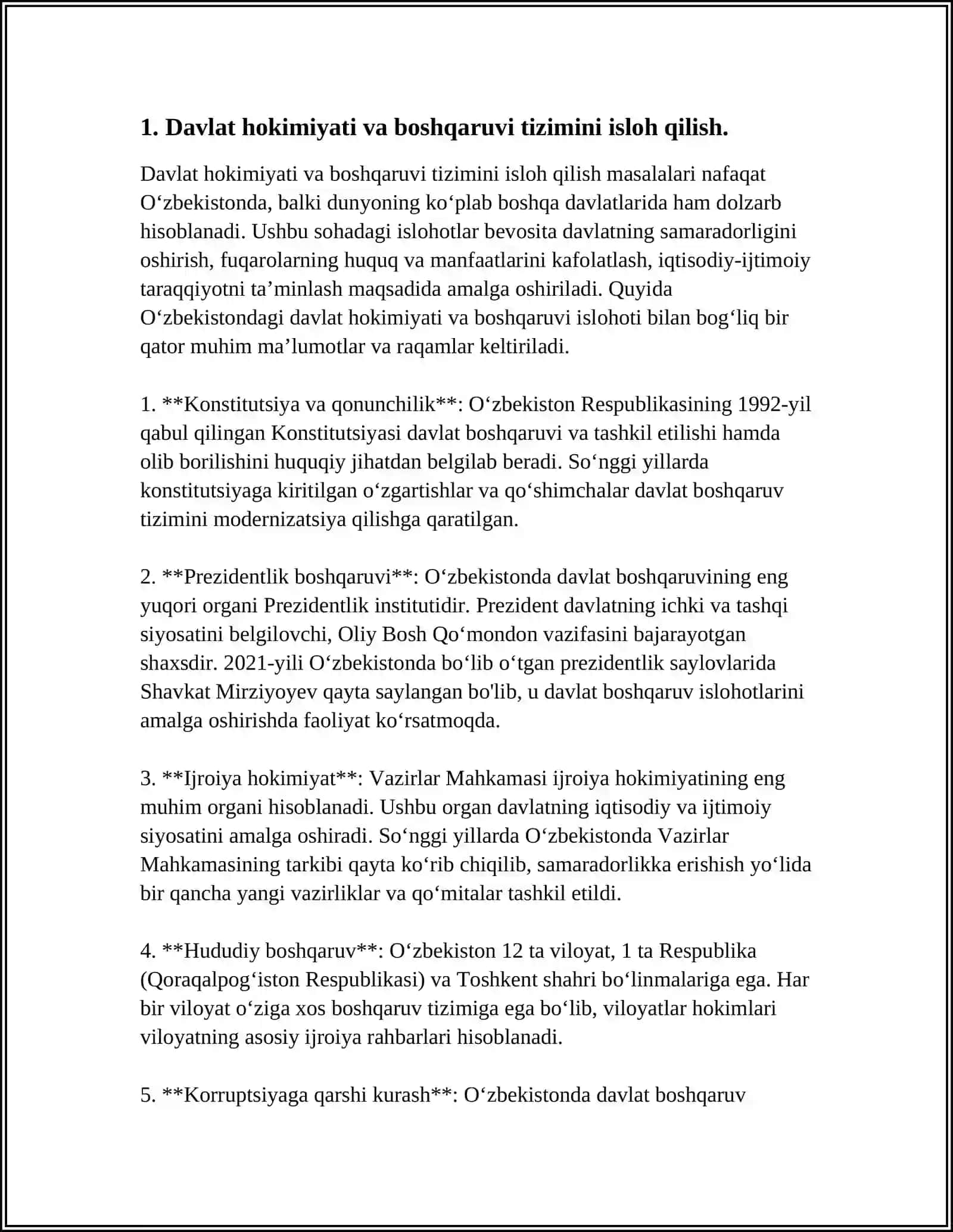 MUSTAQILLIK YILLARIDA DAVLAT BOSHQARUVI TIZIMIDA AMALGA OSHIRILGAN ISLOHOTLAR 3