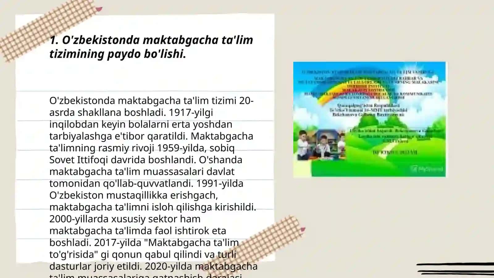 O'zbekistonda ommaviy maktabgacha taʼlim tashkilotlarining rivojlanishi va unda bolalarning ijtimoiylashuvi tarixi 3
