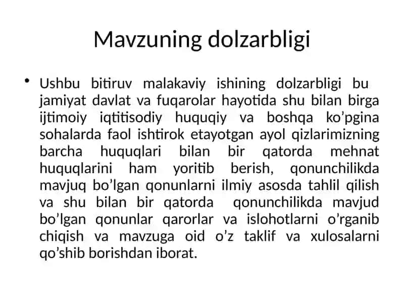 O’zbekiston Respublikasida xotin qizlar mehnat huquqining konstitutsiyaviy huquqiy asoslari 3