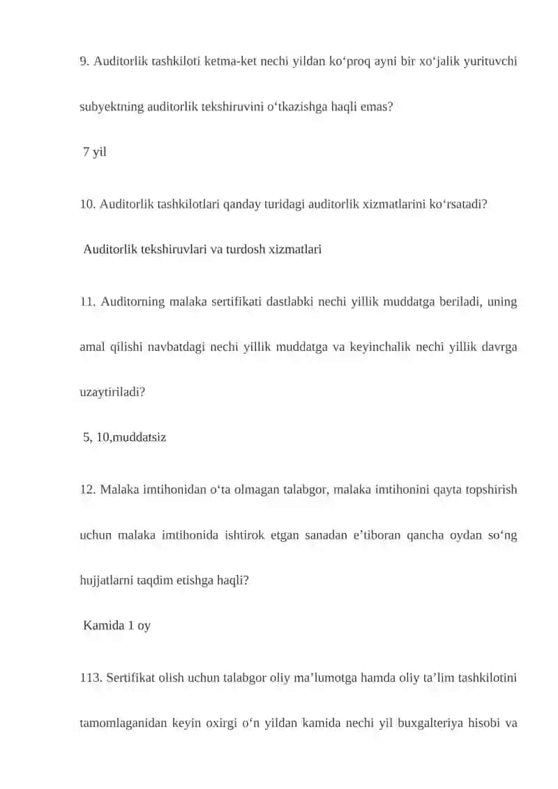 Audit 50 ta test Javobi bilan yakuniy oraliq 3