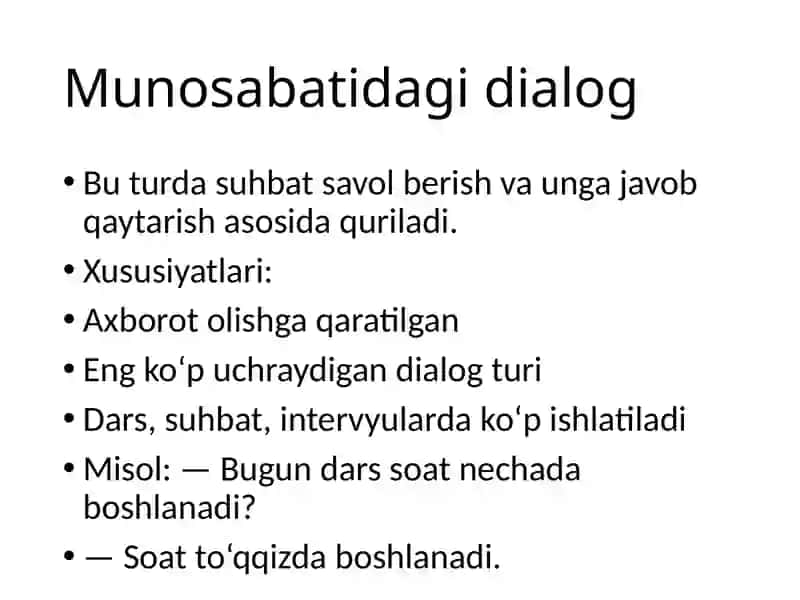Dialogik matnning ma’no munosabatiga ko‘ra turlari 3