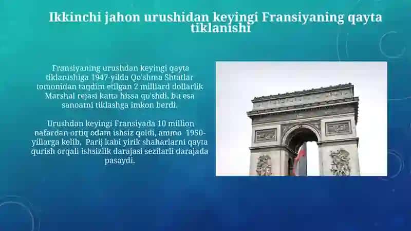 Urushdan keyingi Fransiyaning qayta tiklanishi 3