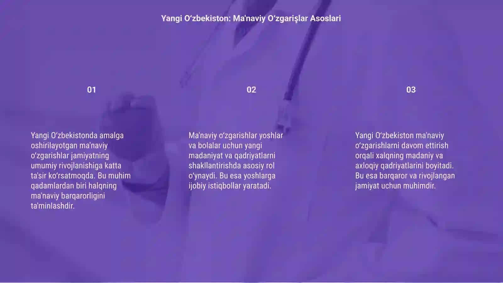Yangi O‘zbekistonda amalga oshirilayotgan ma'naviy oʻzgarishlar 3