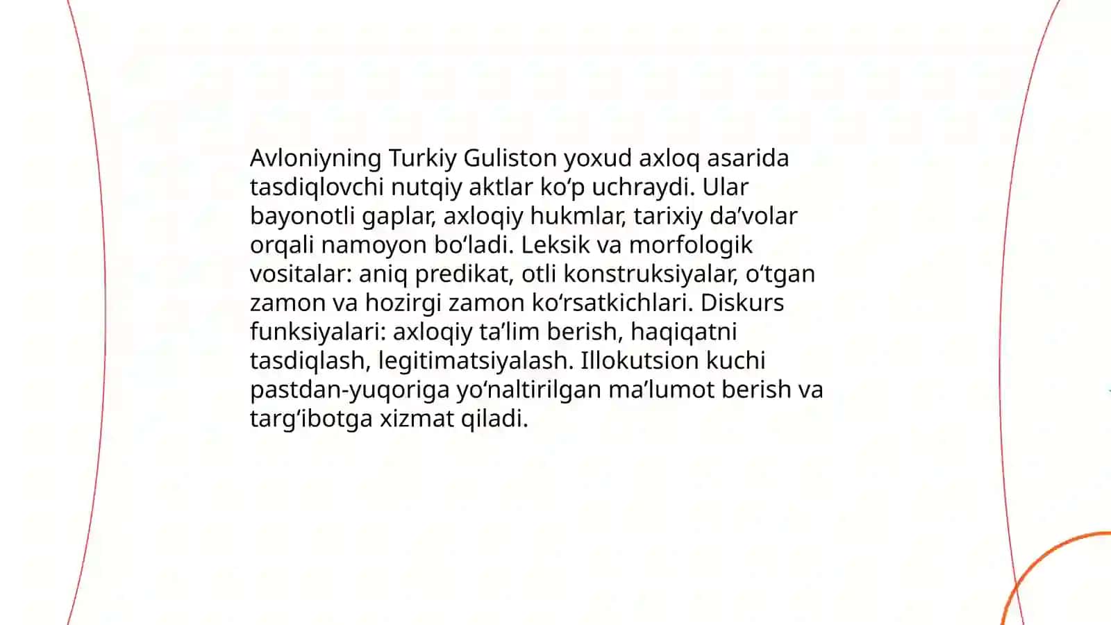 "Turkiy Guliston yoxud axloq" asar tilida nutqiy akt tahlili 3