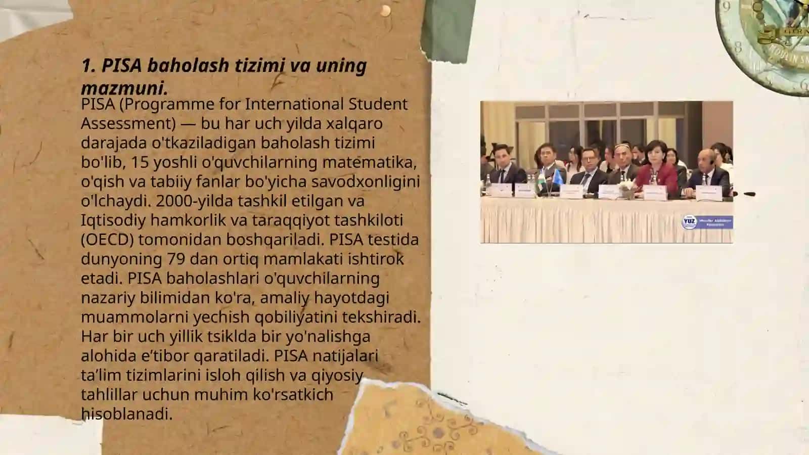 Xalqaro baholash dasturlar: PISA, PIRLS, TIMSS, ICILS, TALIS va prezidentaktablarida 3