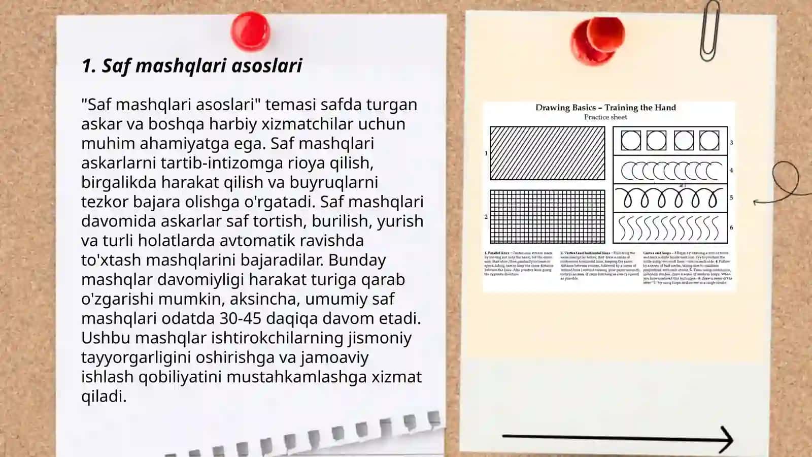 Saf mashqlari asoslari 3