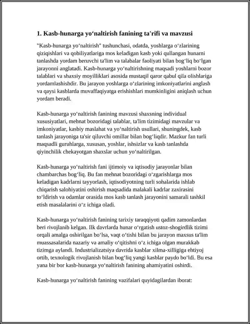 KASB-HUNARGA YO'NALIRISH FANINING MAQSAD VA VAZIFALARI, UNING TARIXIY TARAQQIYOTI 3
