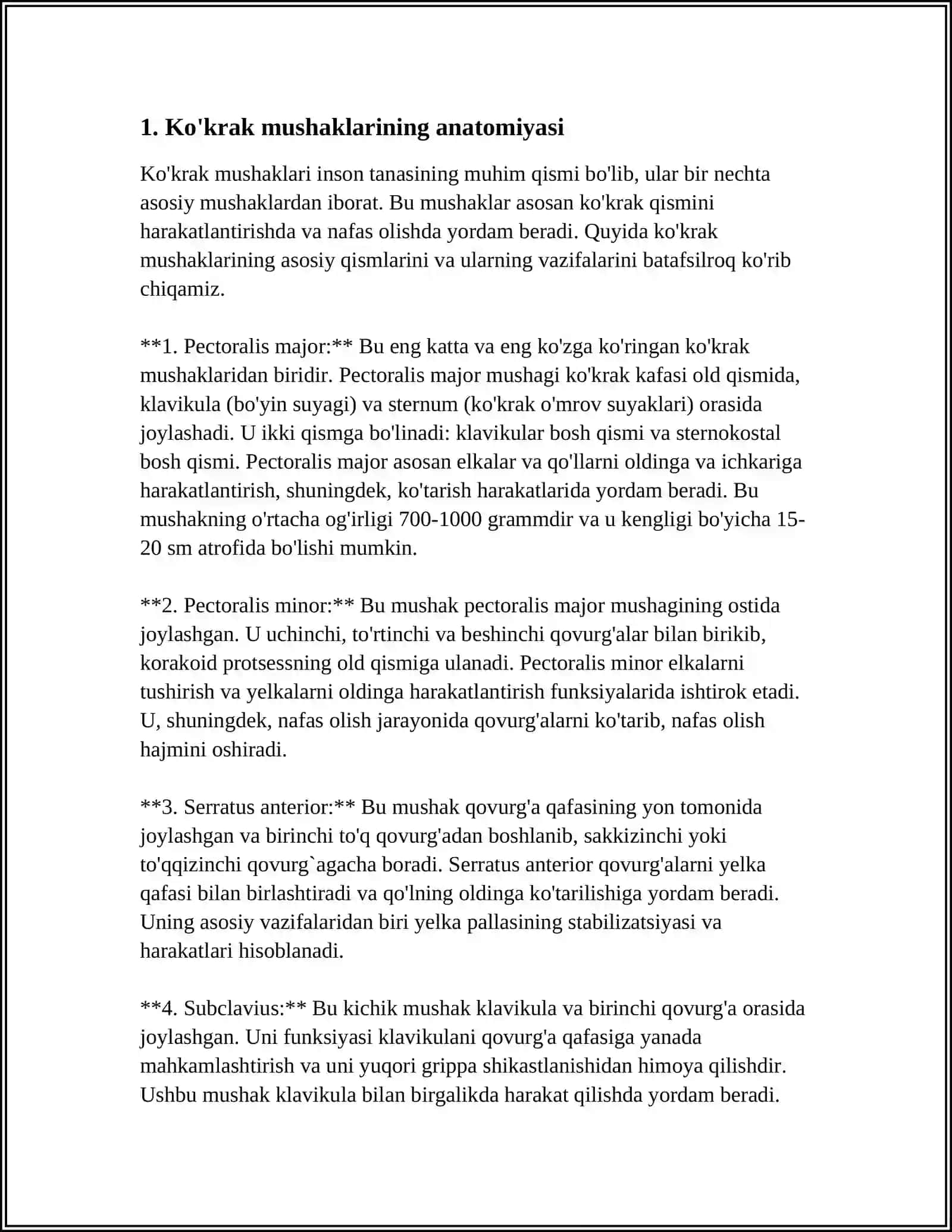 KOʻKRAK MUSHAKLARI 3