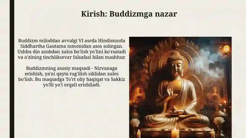 Buddizm dini tarixi va asosiy g‘oyalari 3
