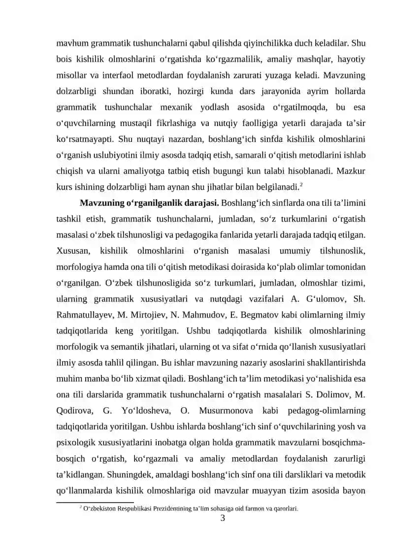 Boshlang'ich sinfda kishilik olmoshlarini o'rganish uslubiyoti 3