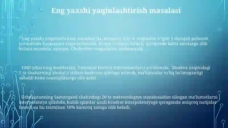 Funksiyalarni interpolyasiyalash masalasi 3