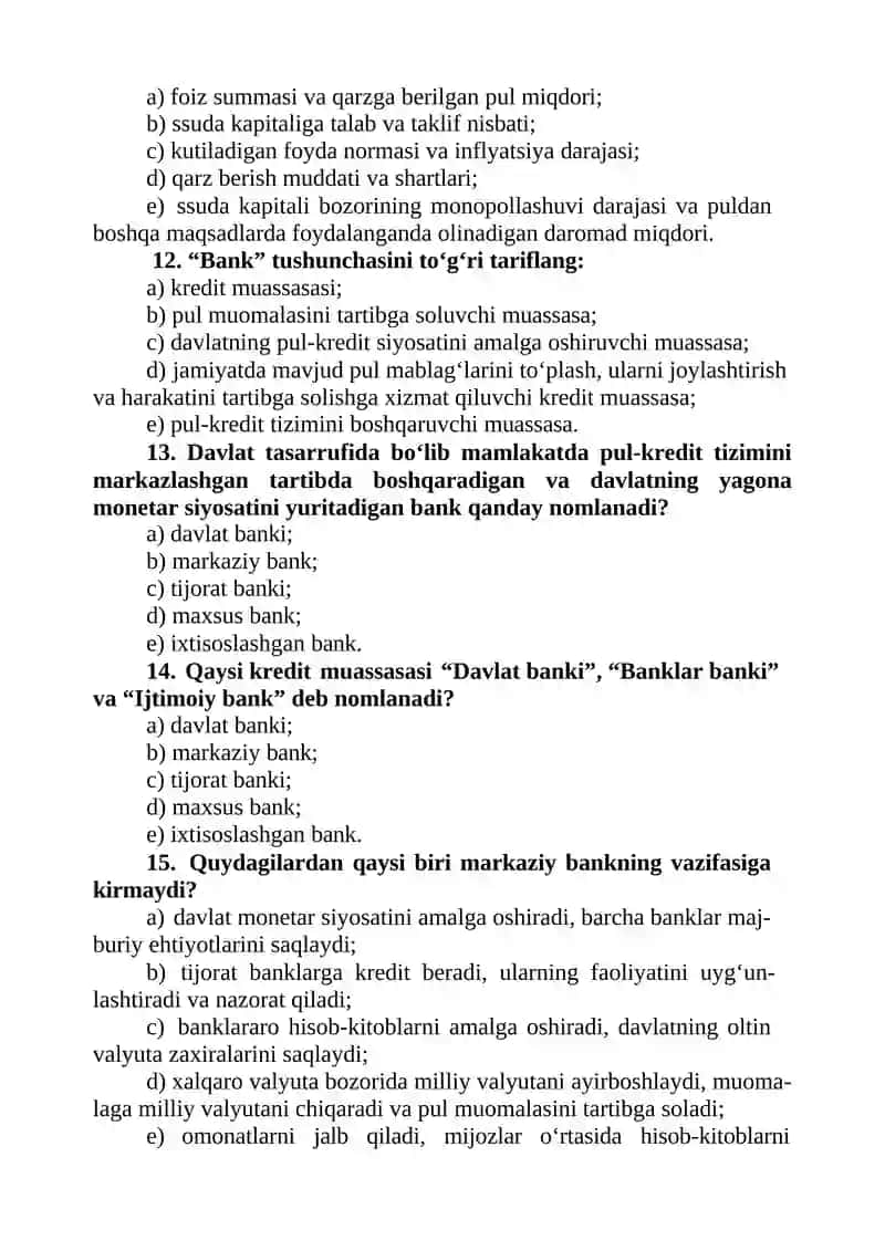 PUL-KREDIT TIZIMI. BANKLAR VA ULARNING BOZOR IQTISODIYOTIDAGI ROLI 3