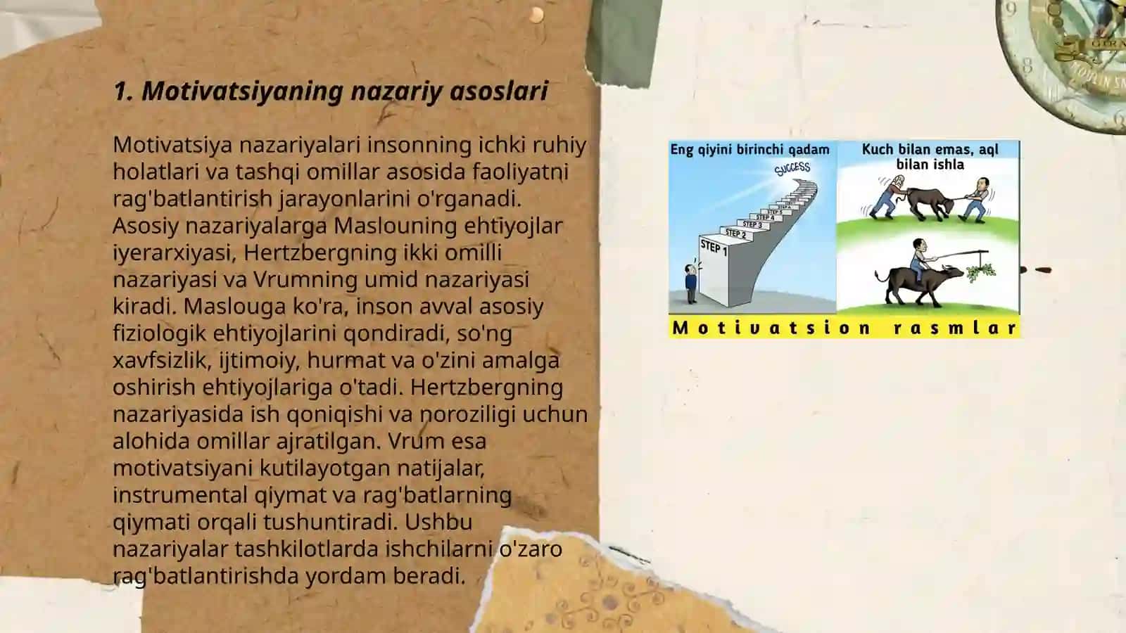 Faoliyatning o'zlashtirilishi va malakalarni egallash:motiv va motivatsiya 3