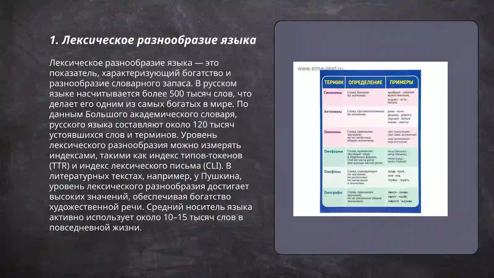Лексическое богатство языка (синонимы омонимы Антонимы) 3