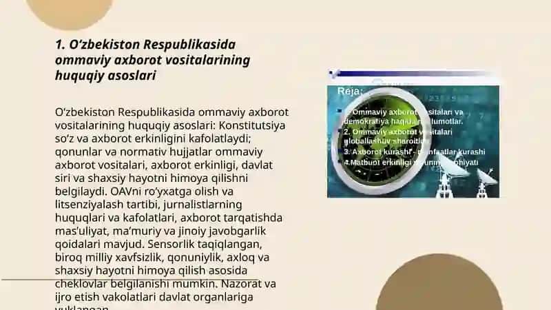 Oʻzbekiston Respublikasida ommaviy axborot vositalarining faoliyati 3