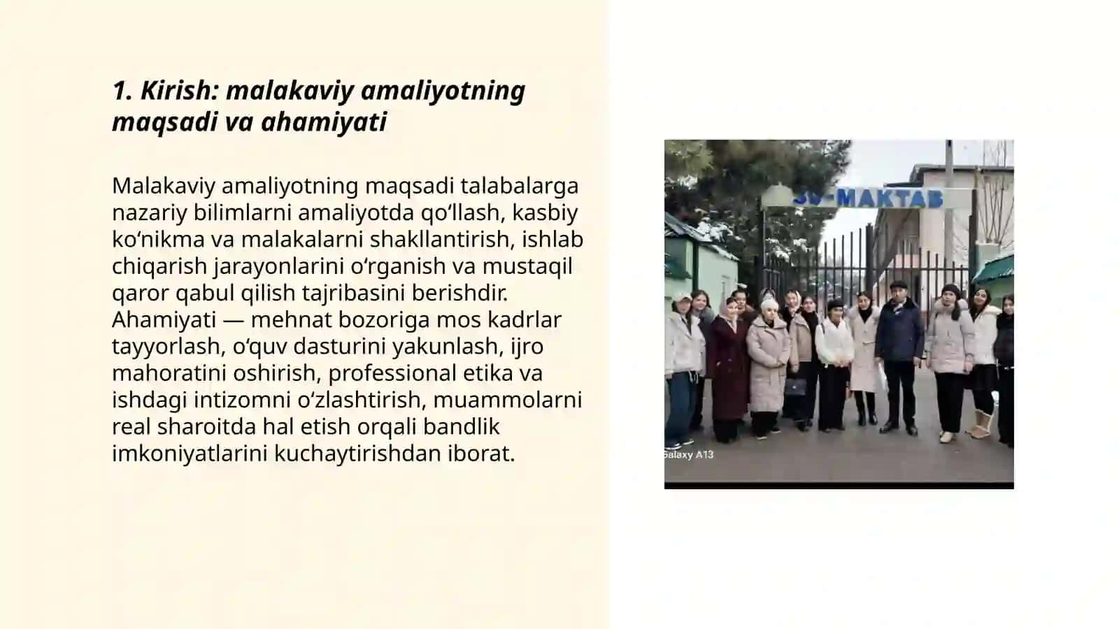 Malakaviy amaliyot buyicha hisobot 3