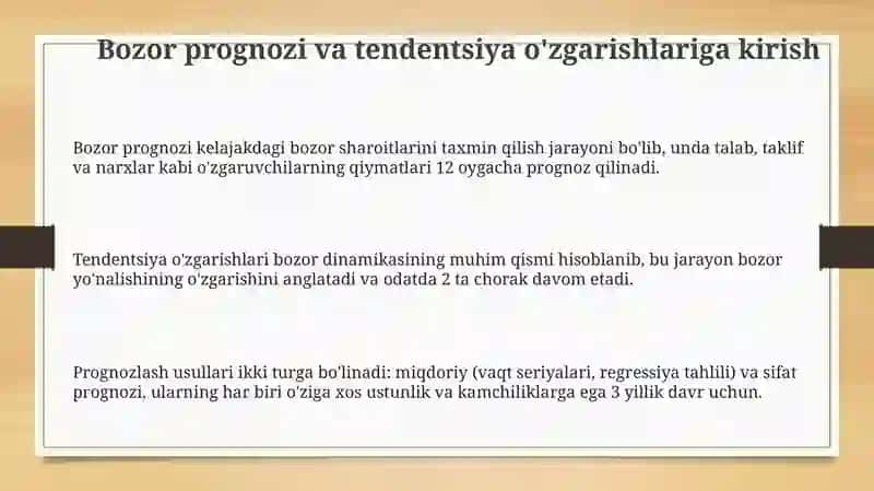 Bozor prognozi va tendentsiya o'zgarishlariga kirish 3