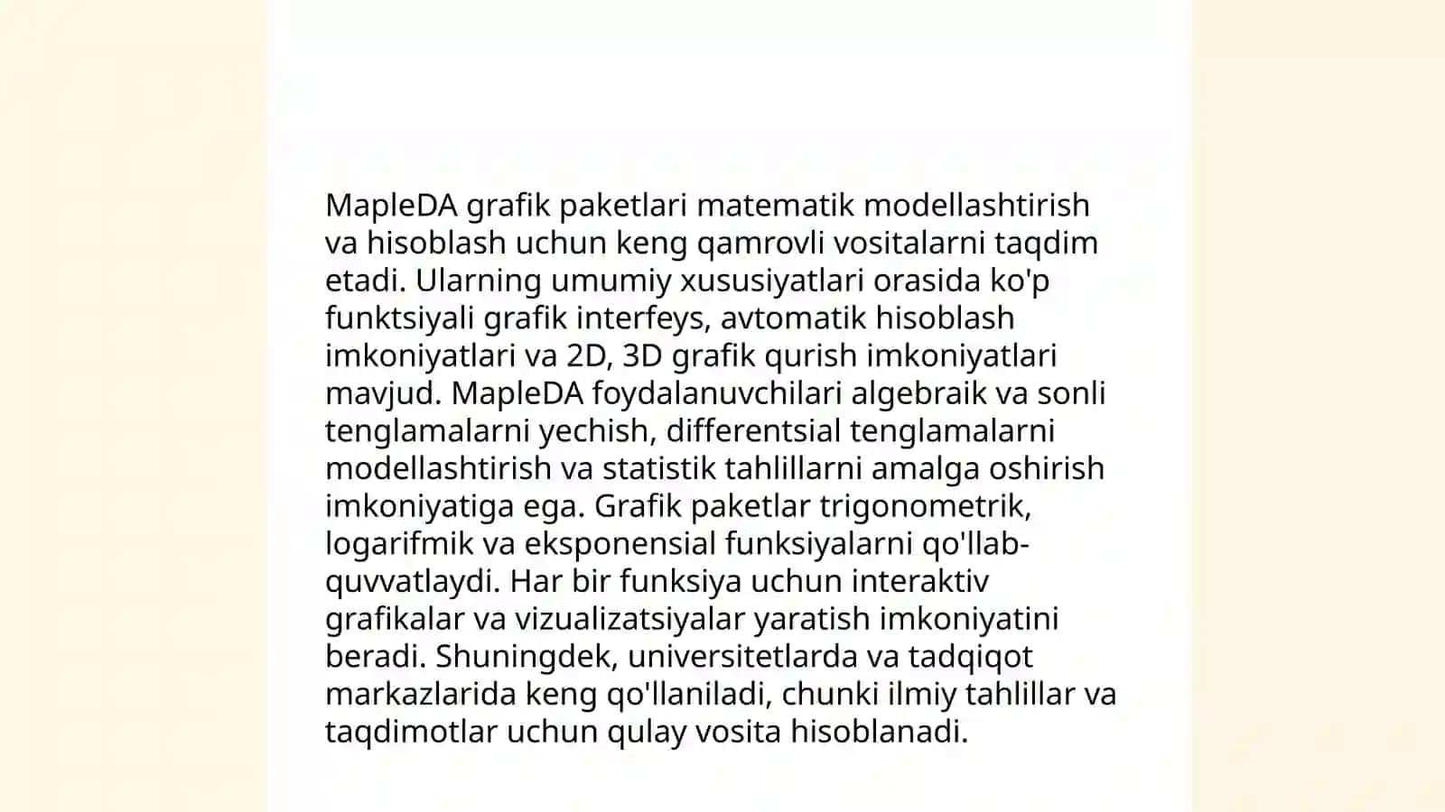 Mapleda grafik paketlarni imkoniyatlari 3