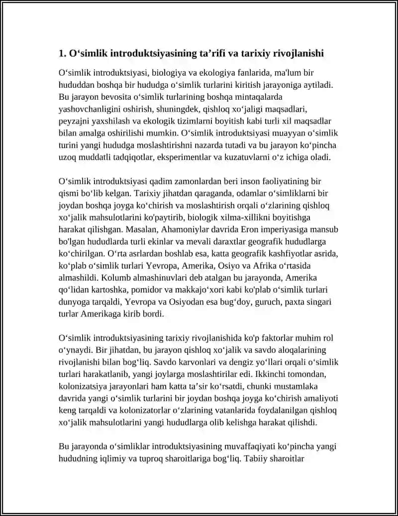 Oʻsimlik Introduksiyasi va Ekologik Xavfsizlik 3