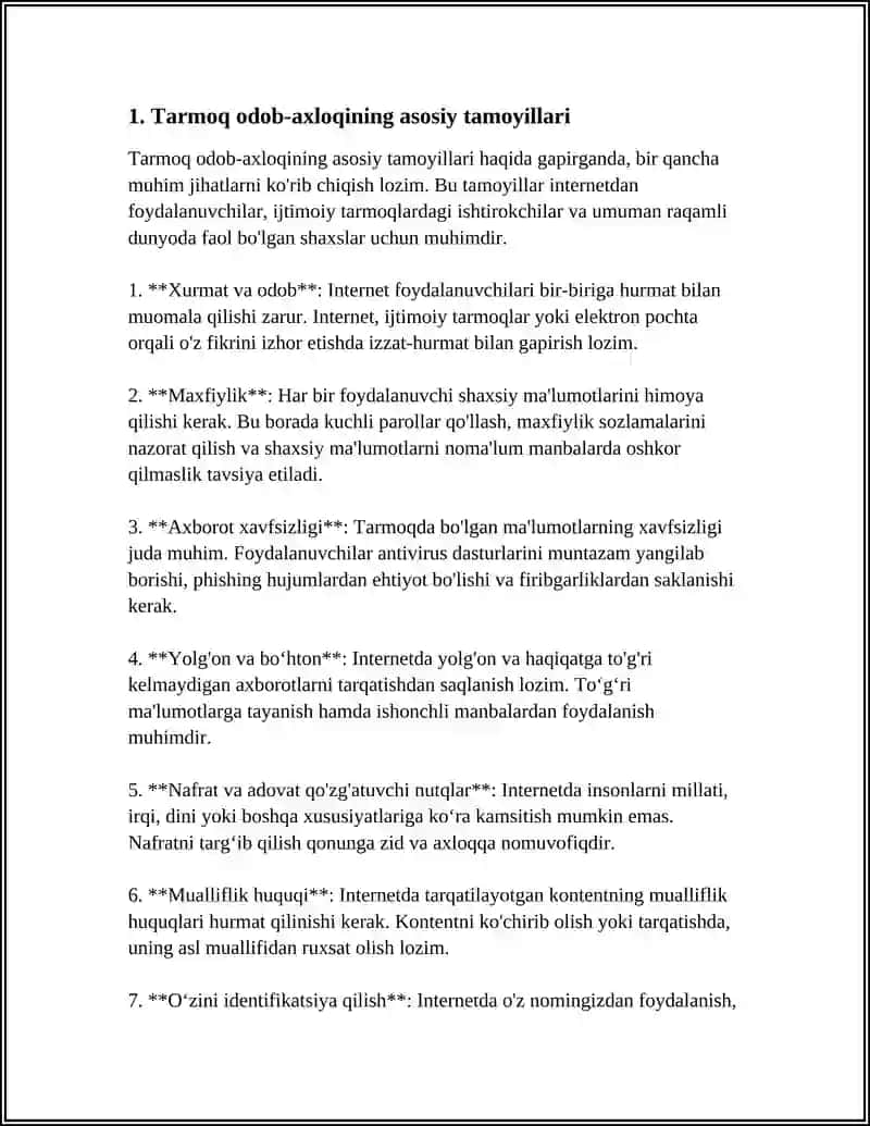 Tarmoq Odob-Axloq 3