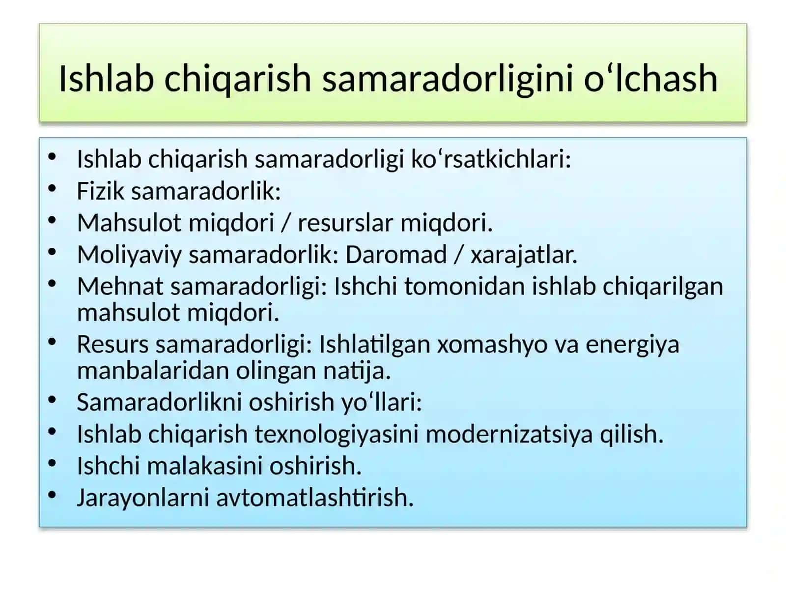Ishlab chiqarish samaradorlik 3
