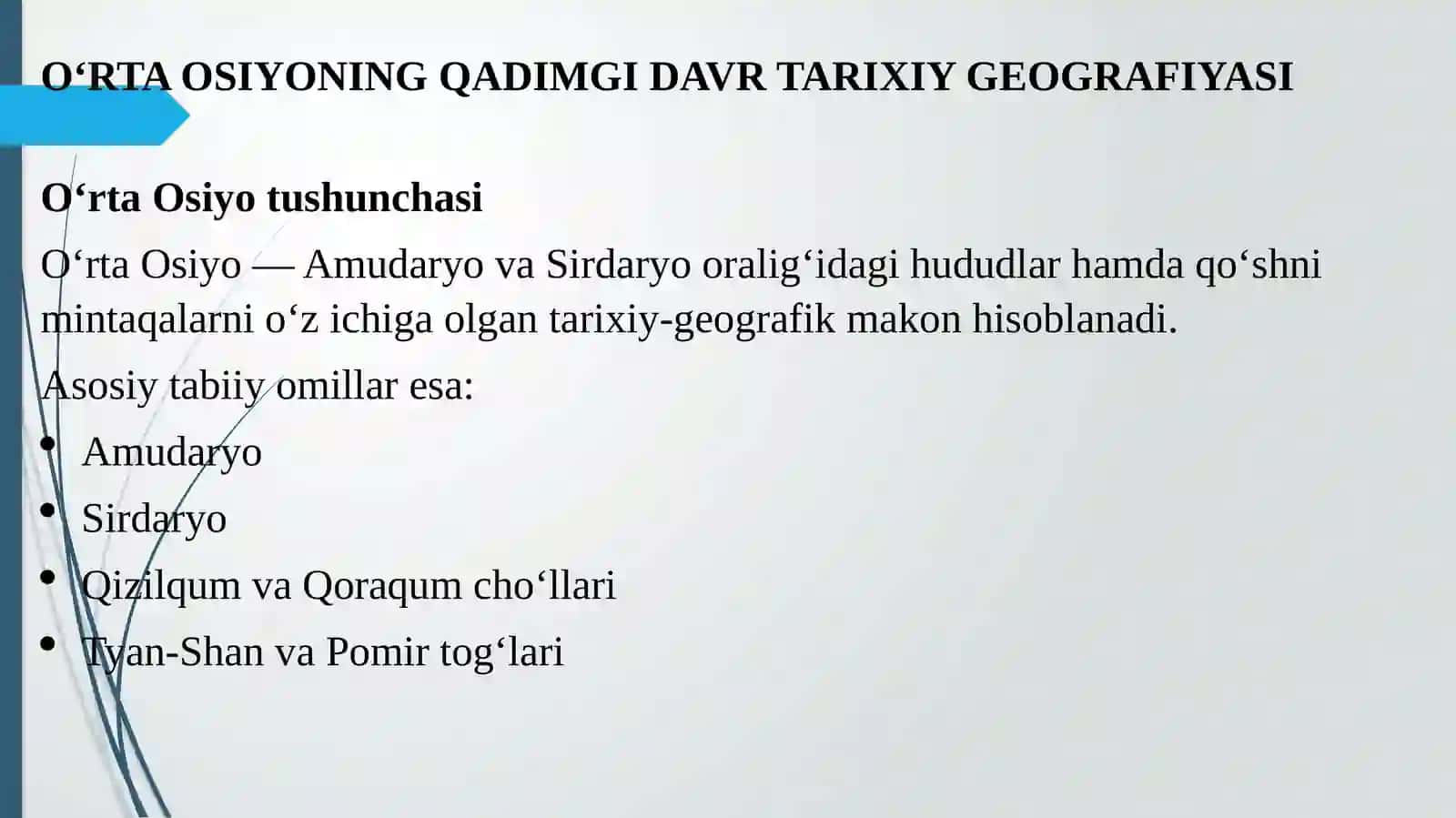 O‘RTA OSIYONING QADIMGI DAVR TARIXIY GEOGRAFIYASI 3