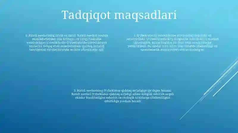 Oʻzbekistonda Olib Kelingan Introduksion Navlarni OʻRganish 3