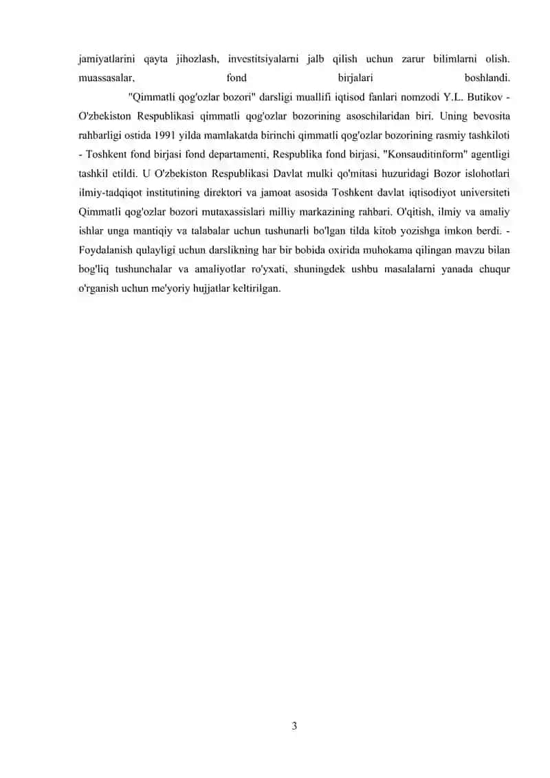 Qimmatli Qog’ozlar va Ularning Amal Qilishi 3