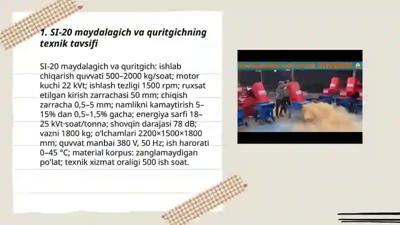 SI-20 maydalagichi va quritgich 3