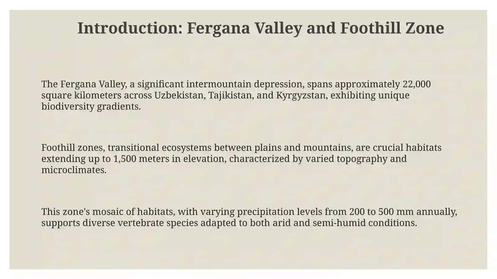 Vertebrates found in the foothill zone of the Fergana Valley 3