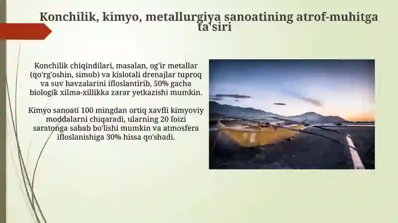 Konchilik, kimyo, metallurgiya sanoati va atrof-muhit muhofazasi 3