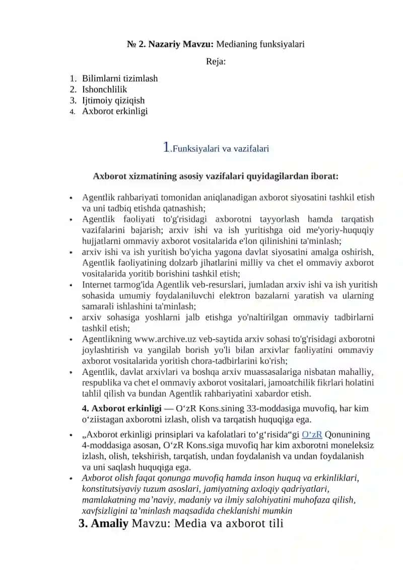Medianing funksiyalari 3