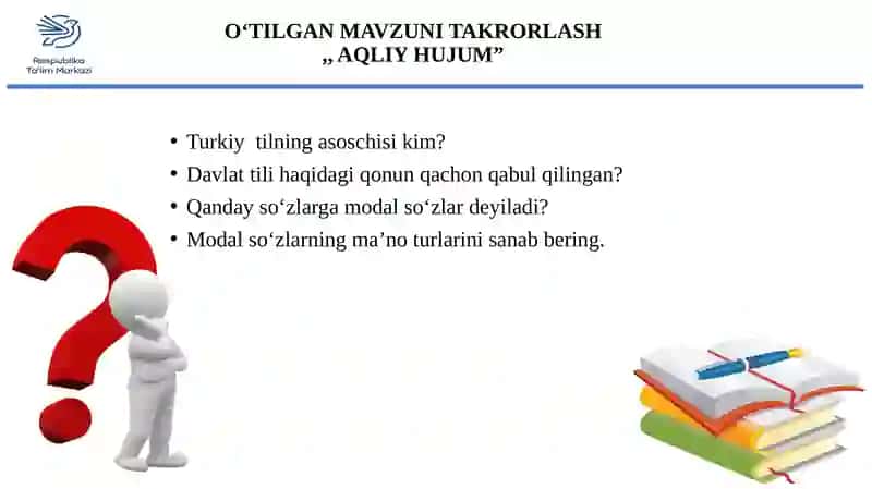 8-sinf O‘zbek tili TEJAMKOR BO‘LAYLIK DARS SHIORI 3