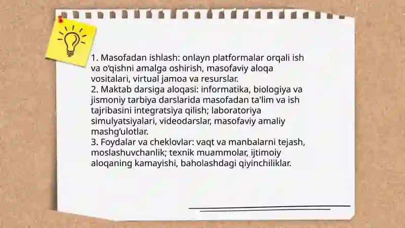 Masofadan ishlash. Sport va tibbiyotda texnologiya 11-sinf mavzusi 3